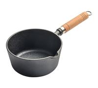 Fiorky Petite casserole à lait en fonte avec poignée en bois antiadhésive avec bec verseur, mini poêle à ébullition pour cuisine, plaque à induction, cuisinière à gaz, camping