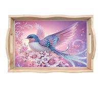 Fiorky Plateau de peinture diamant diy décoratif diamant en bois de service plate à manger assiette de salle à manger décorative peinture à la plaque à dîner plateau avec des poignées bonnes pour