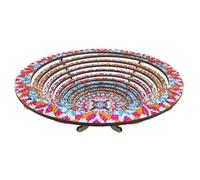 Fiorky Plateau de Service en Diamant à Faire soi-même, Peinture Artistique au Diamant, Design créatif, Plateau en Bois Peint à la Main, Assiette à dîner, Peinture Artistique au Diamant