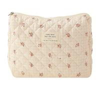 Fiorky Pochette à cosmétiques matelassée en Coton imprimé de capacité avec Fermeture éclair pour Femme, Sac de Rangement rembourré pour Filles, Pochette à Usage Quotidien (Style Six)