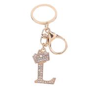 Fiorky Porte-clés Lettre Initiale avec Couronne Lettre en Métal Porte-clés Strass Clouté Alphabet Porte-clés Cristal Brillant Porte-clés pour Breloque de Sac