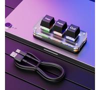 Fiorky RGB Mini Clavier à 3 Touches Couper Copier Coller Hotswap Ctrl X C V Raccourci Clavier à Une Main USB Type-C Clavier mécanique de Jeu Clavier programmable pour Travailler et Jouer