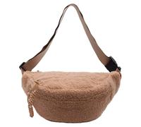 Fiorky Sac à bandoulière en Polaire Sherpa pour Femme Mini Sac de Ceinture Tendance Tendance Mignon Pochette de Taille en Peluche d'hiver Sac Banane