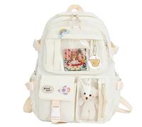 Fiorky Sac à dos Kawaii avec épingle Kawaii et accessoires Sac à dos mignon Kawaii Sac à dos d'école tendance en nylon avec épingle pendentif en peluche Style japonais mignon Kawaii pour