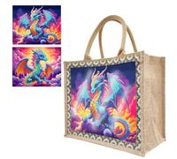 Fiorky Sac fourre-tout pour peinture diamant - Sac à main réutilisable en lin - Sacs de courses en toile remplaçable - Peinture diamant - Sacs d'épicerie - Chat, papillon, fleurs et oiseaux