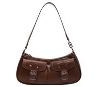 Fiorky Sac sous les bras simple pour femme Double poches en cuir PU Vintage Sacs sous les aisselles Y2K Sac de courses tendance capacité Sac à bandoulière quotidien