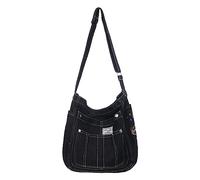 Fiorky Sacs à bandoulière en jean pour femme, grande capacité, sac à bandoulière de loisirs pour femme, sacs à bandoulière en denim pour dames, multi-poches, mode simple pour le week-end