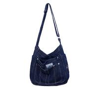 Fiorky Sacs à bandoulière en jean pour femme, grande capacité, sac à bandoulière de loisirs pour femme, sacs à bandoulière en denim pour dames, multi-poches, mode simple pour le week-end