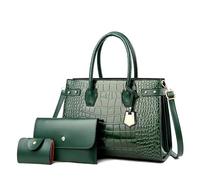 Fiorky Sacs à main pour femme en cuir PU Grands sacs à bandoulière 3 pièces Sacs à main et sacs à main Motif crocodile Sac fourre-tout pour femme avec poignée supérieure Sac à bandoulière