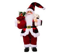 Fiorky Statue du Père Noël Debout Mini Tenant des Cadeaux Support de Noël Décor du Père Noël avec Sac Cadeau Ornements de Fête à la Maison Navidad