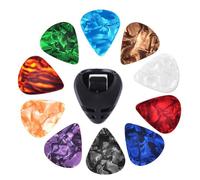 Fiorky Support pour médiators et 10 médiators colorés pour médiators et supports pour médiators pour ukulélé, médiators pour guitare acoustique, cellulose multifonction pour les amateurs de