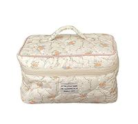 Fiorky Trousse de Maquillage de Voyage, Trousse à cosmétiques Portable Sacs à Main de Maquillage en Coton imprimés Floraux Multifonctionnel Grande capacité pour Voyage à la Maison