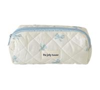 Fiorky Trousse de Maquillage matelassée en Coton pour Femmes et Filles, Pochette de Maquillage de Voyage avec nœud Mignon avec Fermeture éclair, Sac de Rangement pour Organisateur de