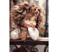 Fiorky Young Girl Diamond Art Kits for Adults, 5D DIY Full Round Drill Diamond Painting Young Girl Kit Art Craft for Home Decor Gifts