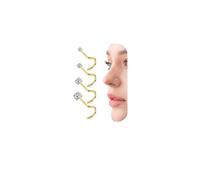 FIOROYAL 4Pcs 20G Piercing Nez Remplie ' 1.5-3MM Ronde Zircone Piercing Nez Acier Chirurgical Droite L et Vis Forme Percing au Nez Or,22GS
