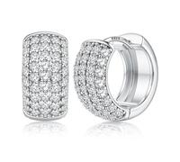 FIOROYAL Ohrringe Herren -Hypoallergene Klein Creolen Silber 925 Trendy Dick Leichtgewicht CZ Huggie Ohrringe für Herren-Schlaf Silber Creolen Diamant Unisex Ohrringe S3
