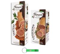 Fiorucci Cotechino Paquet de test 1 x Fiorucci Cotechino 500 g + 1 x Fiorucci Zampone 1 kg - Spécialité 100 % italienne avec viande de porc cuite à la vapeur sans gluten + porte-clés Beni Culinari