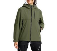 Fiosew Giacca impermeabile da donna Giacca outdoor in pile Giacca softshell antivento con cappuccio, Vert armée., XXL