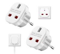 Fiotha Adaptateur Prise Anglaise, Prise Anglaise Adaptateur Francais, Adaptateur Prise Anglaise Vers France, Adaptateur UK Vers France, UK vers EU Adaptateur de Voyage,pour l'Allemagne,l'Irlande,Blanc