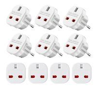 Fiotha Adaptateur Voyage Universel, 10 pièces Adaptateur UK vers Prise Européenne, Adaptateur Prise Universelle, Adaptateur Prise Anglaise, Prise de Type G vers 2 Broches Européenne Modèle | Blanc