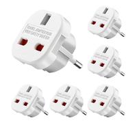 Fiotha Adaptateur Voyage Universel, 6 pièces Adaptateur UK vers Prise Européenne, Adaptateur Prise Universelle, Adaptateur Prise Anglaise, Prise de Type G vers 2 Broches Européenne Modèle,Blanc