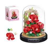 Fiotha Construction Bouquet Fleurs, 574 Pièces Briques de Construction, Kit Construction de Fleurs de Roses, Ensemble de BlocsFleurs de Bricolage pour Adultes (Rose Rouge)