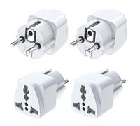 Fiotha Lot de 4 adaptateurs de voyage universels pour Espagne, prise UK/USA/AU, adaptateur de courant universel de voyage, pour Royaume-Uni, États-Unis, Chine, Italie, prise compacte Blanc
