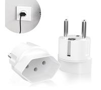 Fiotha Paquet de 2 adaptateurs Suisse/Liechtenstein vers UE, Adaptateur Voyage pour Prise Type J, Adaptateur M France/F Suisse, Max. 250 V / 4000 W, pour Visiteur Suisse/Liechtenstein (Blanc)