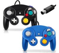 FIOTOK Manette de jeu filaire pour Wii et Gamecube (noir et bleu)