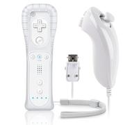 FIOTOK Télécommande Wii avec Nunchuck, manette Wii avec Nunchuck compatible avec Nintendo Wii/Wii U avec coque en silicone et dragonne - Blanc