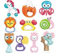 Fiouni Jouet Bébé 3 6 Mois Hochet Bébé Jouet de Dentition Ensemble Premiers Hochets Bébé Premiers Jouets Bébé Ensemble Cadeau pour Nourrisson Nouveau-né Bébé Garçon Fille 0 4 5 6 7 8 9 Mois 10 Pièces