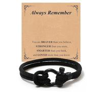 Fipergen Bracelet noir avec une carte To My Son | Cadeau personnalisé et fait à la main pour fils, petit-fils, neveu ou frère | Cadeau d'anniversaire durable ou de remise de diplôme ou de Noël pour