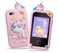 Fippesax Telephone Enfant, Smartphone Jouets Enfant 3-12 Ans, avec 20 Jeux Éducatifs, MP3 Musique Podomètre Alarme Double Caméra, 8GB Carte SD Incluse - Cadeau Anniversaire/Noël pour Rose