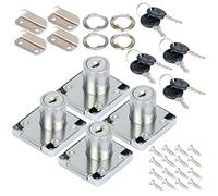 Fippy 4 Pièces Serrure de Tiroir de Bureau Serrure de Meuble à Cylindre avec Clés Serrure à Came en Alliage de Zinc pour Armoires de Porte Boîtes Aux Lettres Placards, 22mm