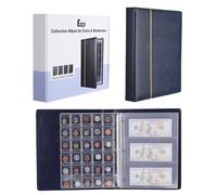 Fippy Album de Collection de Pièces de Monnaie à 150 Pochettes Classeur Pieces de Monnaie und 24 Pochettes Classeur Collection Billets, Album de Rangement pour Pièces de Monnaie, Billets (bleu)