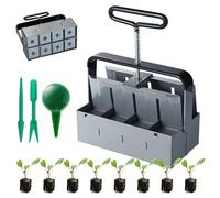 Fippy Bloc de Terre Manuel à 8 Cellules 2inch - Outil de Blocage de la Terre à la Main pour Le Démarrage des Semences, Les Plantations (Double Rangée)