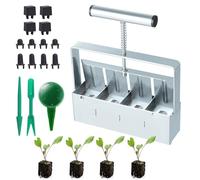 Fippy Bloqueur de sol manuel à 4 cellules - Outil de blocage du sol - 5,1 cm - Pour le démarrage des semences, les plantations, une rangée