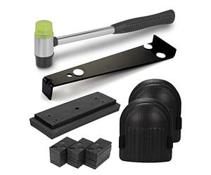 Fippy Kit d'Installation pour Sol Stratifié, Kit de Revêtement de Sol Stratifié avec 40 Entretoises, Barre de Traction Robuste, Bloc de Taraudage Solide, Marteau Double Face, Genouillères en Mousse