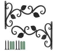 Fippy Lot de 2 Pièces Crochet Support de Suspension Plante 12 Pouce Support de Montage Mural en Fonte Crochet de Suspension de Plantes Décoratif pour Plantes Suspendues, Mangeoires Oiseaux, Lanternes
