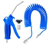 Fippy Soufflette Camion Soufflette Pneumatique avec Tuyau de Spirale de 5 mètres Kit de nettoyage de pistolet à air pour camion avec connecteur en T(2 * 6mm), Bleu