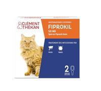 Fiprokil Chats Clément Thékan 50 MG - Anti-Puces et Anti-Tiques - Élimine Les parasites - Protège Votre Animal Contre Les puces jusqu'à 5 semaines et Contre tiques jusqu'à 2 semaines - 2 pipettes