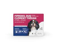 Clément Thékan – Spot-on Fiprokil Duo pour petits chiens 2-10 kg – Anti-puces/tiques 4 pipettes