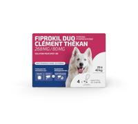 Fiprokil Duo Clément Thékan - Anti-puces/tiques Chiens 20-40kg - 4 pipettes