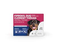Clément Thékan Anti-puces et anti-tiques Fiprokil Duo – Très grand chien 40-60 kg – 4 pipettes