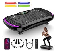 Fipvahavi Plateforme Vibrante avec Enceinte Bluetooth, 4 Bandes Élastiques | 200 Niveaux d'Intensité, 9 Modes Auto, Charge 200kg, Format Ultra-Plat 12cm, Écran Tactile LED, Télécommande Incluse