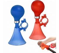 FIQLUL Lot de 2 Klaxon Vélo Enfant, Sonnette Vélo Enfant en Silicone et Plastique, Avertisseur Sonore Pouet Pouet pour Bicyclette, Trottinette et Draisienne, Accessoire de Sécurité, Rouge et Bleu