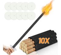 Fiqops 10x torches, torches de cire avec protection pour les mains, avec poignée extra longue, pour les randonnées nocturnes et les manifestations dans le jardin ou pour Pâques/le Nouvel An