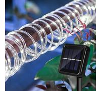 Fiqops 12 M Chaîne lumineuse solaire Tuyau lumineux LED Chaîne lumineuse 8 modes d'éclairage Fête Jardin Intérieur Extérieur Décoration Lumières de Noël