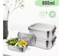 Fiqops 2*800ml boîte à pain sans plastique BPA free boîte à pain en acier inoxydable boîte à repas