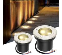 Fiqops 2pcs Projecteur encastrable extérieur LED 3W blanc chaud IP65,Spot d'éclairage de sol noir rond,Luminaire encastrable jardin étanche pour terrasse/piscine,Résistant au passage 230V